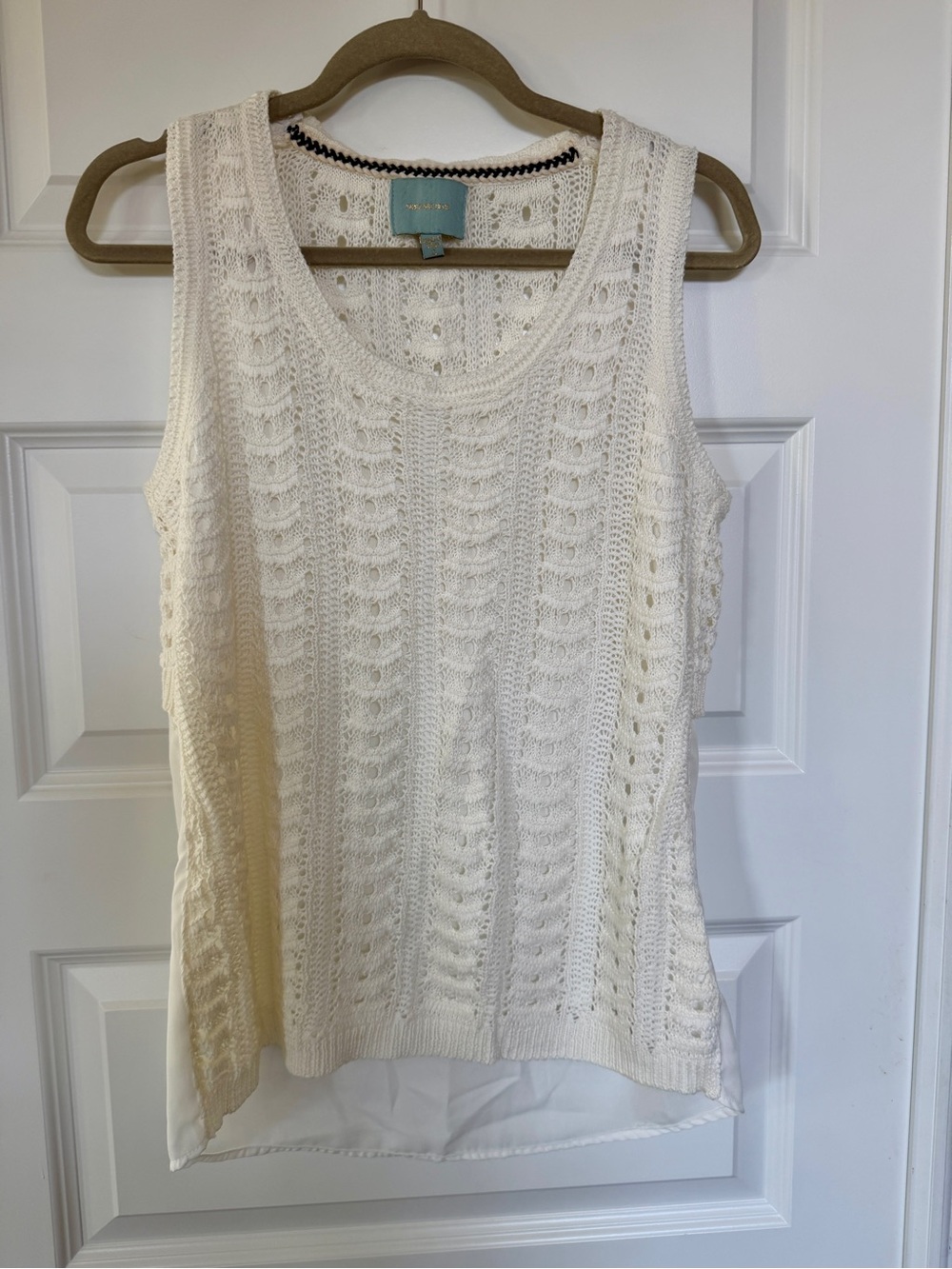 Anthropologie Skies Are Blue Women’s Cream Open-Knit Sweater - Picture 2 of 8